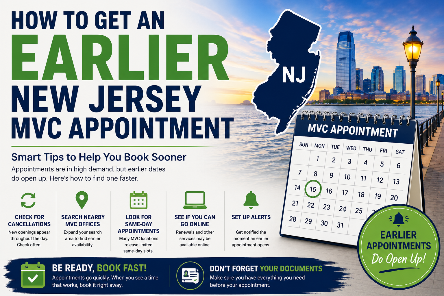 How to Get an Earlier NJ MVC Appointment in 2026